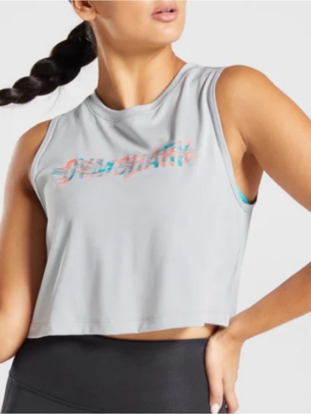 Gymshark Gray Athletic Workout Athleisure Gym Cropped Muscle Tank- S